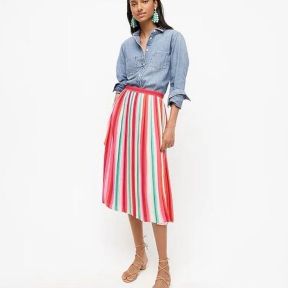 J. Crew Pleated Striped A-Line Skirt
